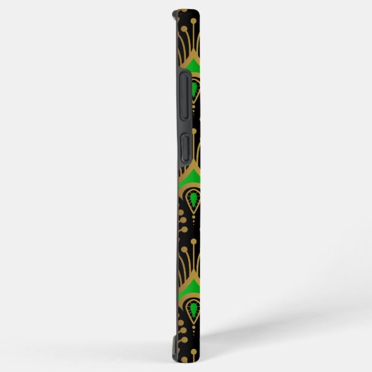 Gold und grüne Art-Deco-Muster auf schwarz Samsung Galaxy Hülle (Rechte Seite)