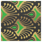 Gold und grüne Art-Deco-Muster auf schwarz Stoff (Muster)