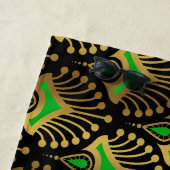 Gold und grüne Art-Deco-Muster auf schwarz Strandtuch (Beispiel)