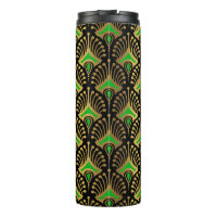 Gold und grüne Art-Deco-Muster auf schwarz