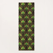 Gold und grüne Art-Deco-Muster auf schwarz Yogamatte (Rückseite)