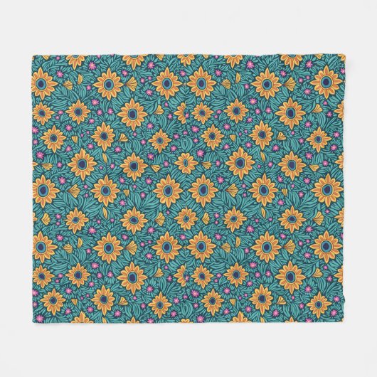 Gold und grüne Blanket Blumen Nahtlose Designs. Fleecedecke (Vorderseite (Horizontal))