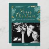 Gold und grüne Blätter Frohe Weihnachten Foto (Vorne/Hinten)