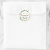 Gold und grüne botanische Bestätigung Vielen Dank Runder Aufkleber (Tasche)