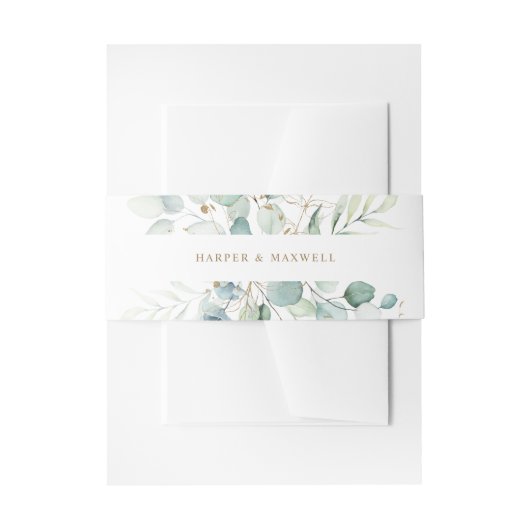 Gold und grüne Botanische Hochzeit Einladungsbanderole (Vorderseite Beispiel)