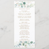 Gold- und Grüne Botanische Hochzeit Programm (Rückseite)