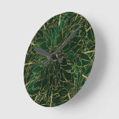 Gold- und Grüne Dahlienblume Runde Wanduhr (Winkel)