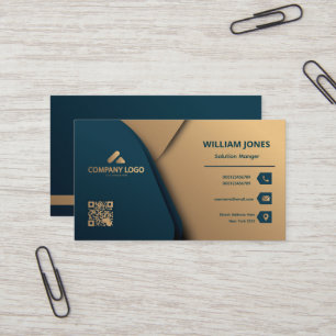 Gold- und grüne elegante Visitenkarte, QR-Code Visitenkarte
