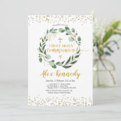 Gold und Grüne Erste Einladung zur Heiligen Kommun (Stehend Vorderseite)