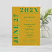 Gold- und Grüne Graduierungspartei Einladung (Stehend Vorderseite)