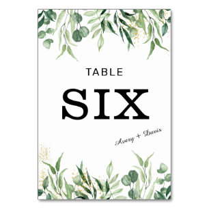 Gold und Grüne Hochzeit für Tischnummer Card.