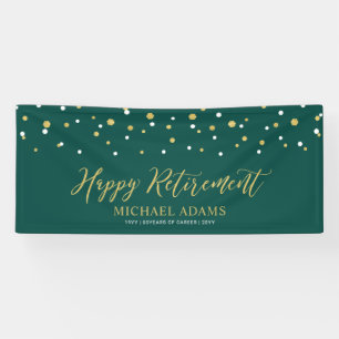 Gold- und grüne Konfetti   Glückliche Pensionierun Banner