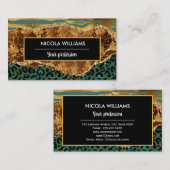 Gold und Grüne Safari Dschungeltiere Visitenkarte (Vorne/Hinten)