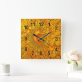 Gold und grüne Textur mit abstraktem Muster Quadratische Wanduhr (Zuhause)