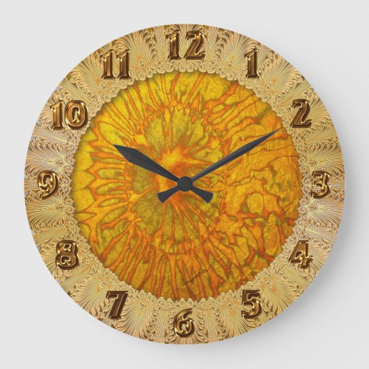 Gold und grüne Textur mit einem abstrakten Teil Große Wanduhr (Vorderseite)