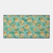 Gold und grüne tropische Blätter Persönliche Bezei Schreibtischunterlage (Vorderseite)