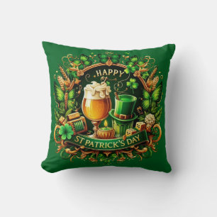 Gold- und grüne, verzierte St. Patrick's Day-Feier Kissen