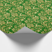 Gold und grüne Vintage Damaskus Geschenkpapier (Ecke)