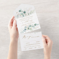 Gold- und grüne Wasserfarbe-Botanische Hochzeit Al