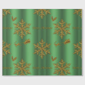 Gold und grüne Weihnachten Geschenkpapier (Flach)