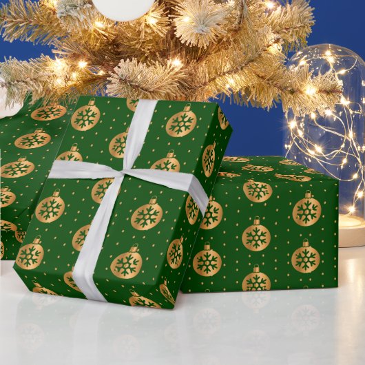 Gold und grüne Weihnachtsschmuck Geschenkpapier (Feiertage)
