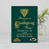 Gold und grüner Erntedank Folieneinladung (Stehend vorne)