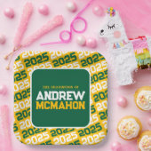 Gold und grüner Personalisierter Abschluss Pappteller (Party)