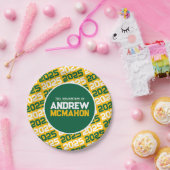 Gold und grüner Personalisierter Abschluss Pappteller (Party)