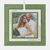 Gold und grünes Foto Ornament Aus Glas (Vorderseite)