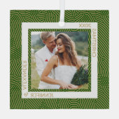 Gold und grünes Foto Ornament Aus Glas (Rückseite)