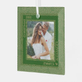 Gold und grünes Foto Ornament Aus Glas (Vorderseite links)