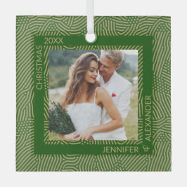 Gold und grünes Foto Ornament Aus Glas