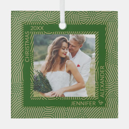 Gold und grünes Foto Ornament Aus Glas (Vorderseite)