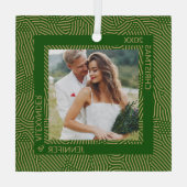 Gold und grünes Foto Ornament Aus Glas (Rückseite)