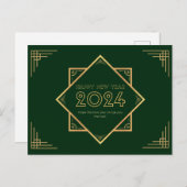 Gold und grünes Glück im neuen Jahr 2024 Postkarte (Vorne/Hinten)