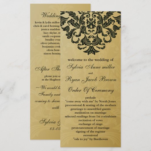 Gold- und Grünheiratsprogramm Programm (Vorne/Hinten)