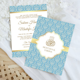Gold und Hellblau Damast Islamische Muslimische Ho Einladung