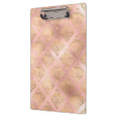Gold und hellrosa Foil Glam Damask Muster Klemmbrett (Links)