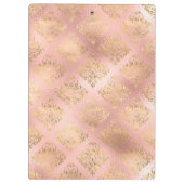 Gold und hellrosa Foil Glam Damask Muster Klemmbrett (Rückseite)