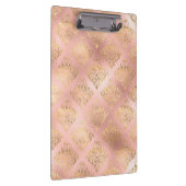 Gold und hellrosa Foil Glam Damask Muster Klemmbrett (Rechts)