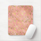 Gold- und hellrosa Folien-Blumenmuster Mousepad (Mit Mouse)