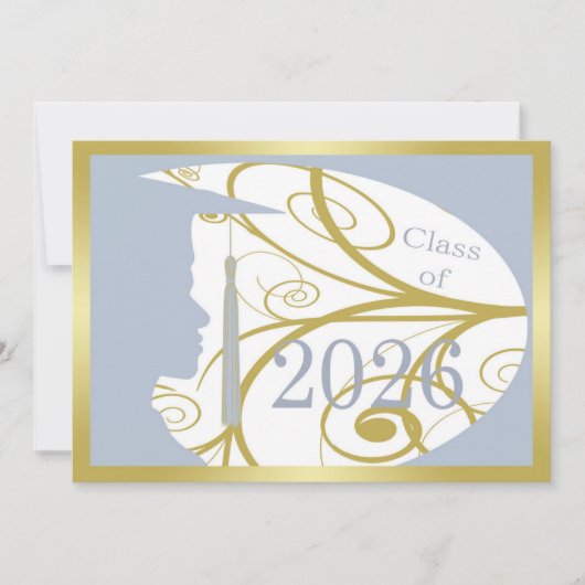 Gold- und Himmelblauer-Mann-Silhouette 2026 Karte (Vorderseite)