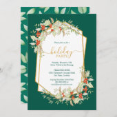 Gold und Holly | Geometrische Feiertage Einladung (Vorne/Hinten)