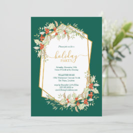 Gold und Holly | Geometrische Feiertage Einladung