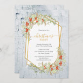 Gold und Holly | Geometrische Rustikale Weihnachte Einladung (Vorne/Hinten)