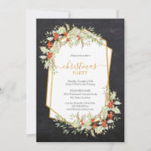 Gold und Holly | Geometrische Weihnachtsfeiertage Einladung (Vorderseite)