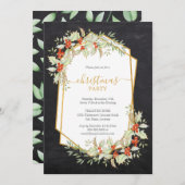 Gold und Holly | Geometrische Weihnachtsfeiertage Einladung (Vorne/Hinten)