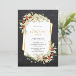 Gold und Holly | Geometrische Weihnachtsfeiertage Einladung