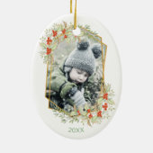 Gold und Holly | Geometrisches Foto Keramik Ornament (Hinten)