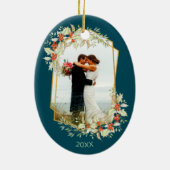 Gold und Holly | Geometrisches Foto Keramik Ornament (Hinten)